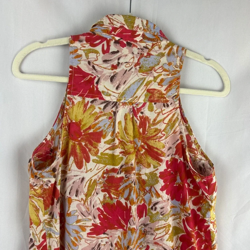 Porridge‎ Anthropologie Floral Sleeveless Collared Button Up Shirt Womens Size 4 - Picture 7 of 8